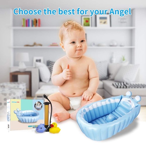 Inflatable Baby Bathtub Seat for Infant Newborn | Foldable Non-Slip Travel Tub - Picture 8 of 9