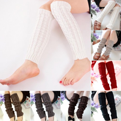 Women Winter Warm Knit High Knee Leg Warmers Crochet Slouch Leggings Boot Socks. - Bild 3 von 19
