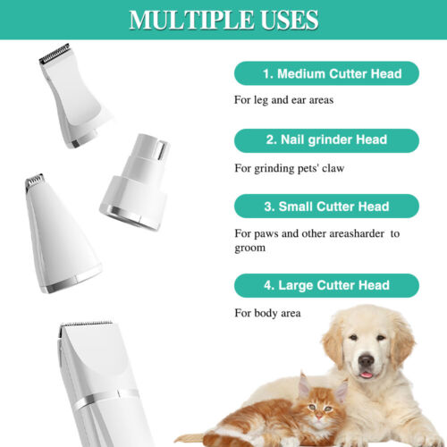 Pet Cat Dog Hair Clippers Grooming Kit Hair Trimmer Electric Shaver 4 Heads Use - Picture 2 of 13