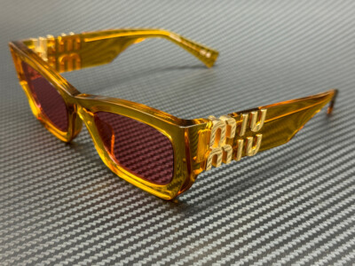 miu miu オレンジフレーム サングラス Miu Miu Eyewear ロゴ サングラス | オレンジ | FARFETCH JP