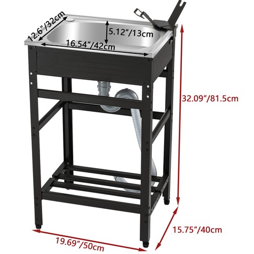 LoJok Utility Sink Free Standing Single Bowl Sink 16.54 x 12.6 x 5.12 inches - Picture 2 of 10