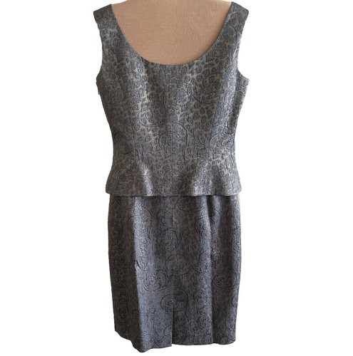 Escada Couture 3-teiliger eleganter Festanzug grau gold Seidenmischung Damen Größe 36 EU - Bild 10 von 17