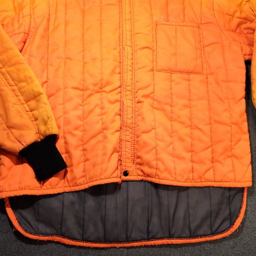 VTG 70s Full Zip Up Jacket Adult Mens Thrashed Blaze Orange Simco XL L - Picture 3 of 15