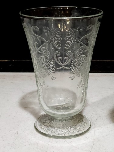 HAZEL ATLAS FLORENTINE POPPY 9 OZ CLEAR FOOTED 4 7/8" TUMBLER - Picture 2 of 4