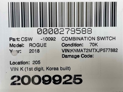 Fits 17 18 NISSAN ROGUE Combination Switch Assy w/o Auto w/o Fog Korea Built OEM - Picture 11 of 11