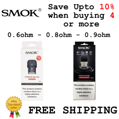 atomizer for smok vape Smok Novo 2X or Novo 2 clear pods 3 x 2ML 0.6,0.8 OR 0.9OHM - Fast Dispatch  UK
