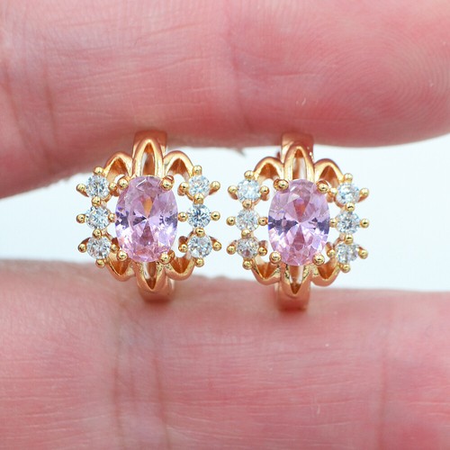 18K Yellow Gold Filled Women Fashion Clear Mystic Topaz Huggie Earrings - Picture 8 of 8