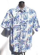 Vtg Mens Newport Blue Brand Retro Tribal Western Button Down Collar Shirt Medium