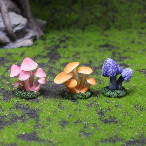 6PCS Mini Mushroom Figurines Fairy Garden Miniatures Decoration Resin Craft - Picture 8 of 11