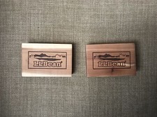 L.L. Bean Pair Cedar Wood Blocks - Mountain Scene - Storage - 3" x 2"