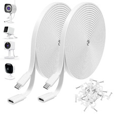 2Pack 10Ft Micro USB Extension Cable for Zmodo, Wyze Cam, Flat Charging Cord