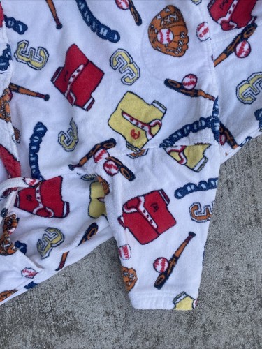 Baseball Themed Heavy Terry Cloth Towel Hooded Bath Robe Child’s M Vintage ‘80s - Picture 8 of 10