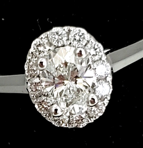 Natural OVAL Diamond G-VS1 GIA Halo 14k W Gold Engagement Ring .72 ctw Sz 6.5  - Picture 3 of 12
