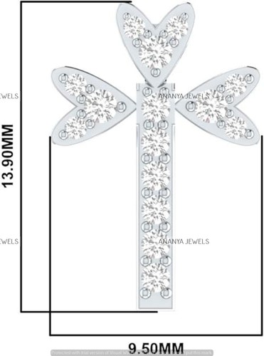 14K White Gold 0.14 cttw Real Diamond H-I/ SI-I1 Cross Pendant 18" Silver Chain - Picture 4 of 4