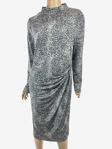 Christian Siriano for Lane Bryant Sz 14 Sheath Dress Gray Long Sleeve Poly/Spand