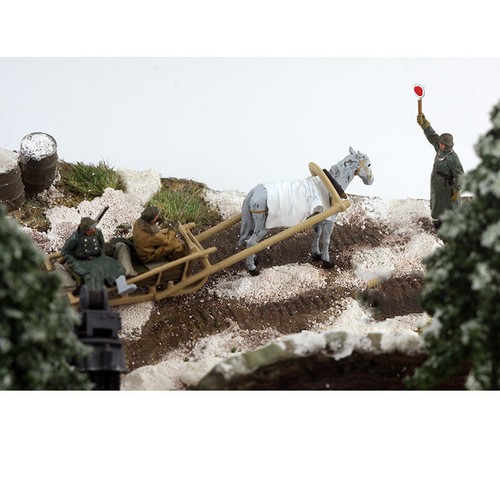Un Juego 1/72 Soldado Alemán de Invierno Caballo Miniaturas Escena Accesorios Figuras Muñeca Juguete - Imagen 7 de 9