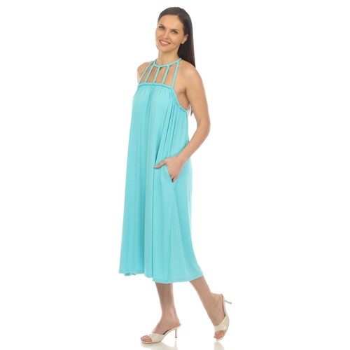 White Mark Women's Braided Strap Midi Dress - Picture 8 of 36