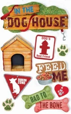 PAPER HOUSE 3D STICKERS - DOG HOUSE - 9 PIECES, Feed Bowl, Bones, Paw Print