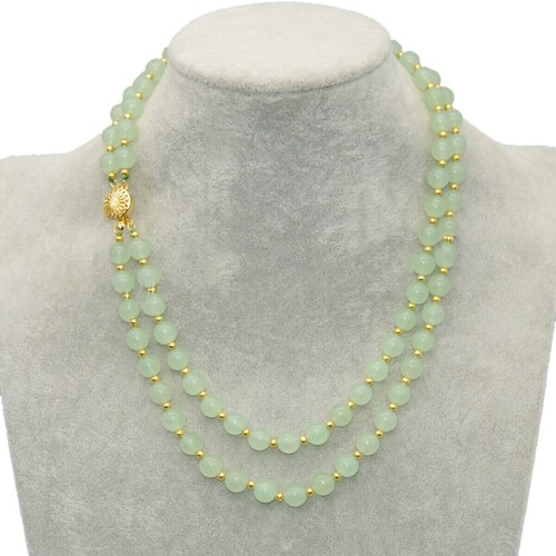 Collar de cuentas de piedras preciosas de jade multicolor redondas naturales de 2 filas de 6/8/10 mm de 18-19"" - Imagen 14 de 38