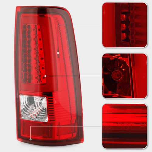 2003-2006 Chevy Silverado 1500 2500 3500 Red LED Tube Tail Lights Brake Lamps - Picture 5 of 9