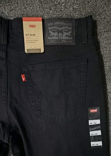 Levis 511 Jeans Herren 36x30 Schwarz Slim Straight Mid Rise Dark Wash Stretch Denim - Bild 13 von 17