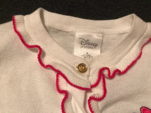Disney Minnie Mouse Sweater Girls White W Pink Trim Size 4 - Picture 3 of 7