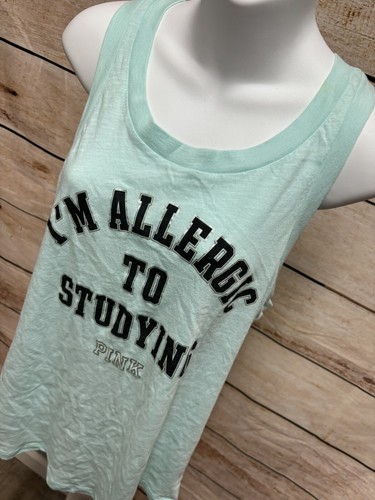 Camiseta sin mangas Pink by Victoria Secret para mujer talla mediana azul alérgica al estudio - Imagen 6 de 10