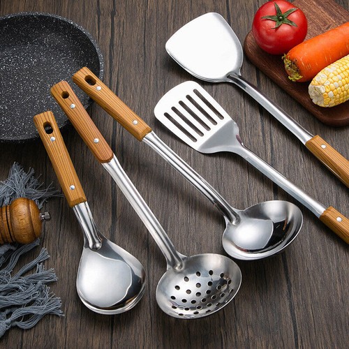 5PCS Set Stainless Steel Kitchen Utensil Spatula Spoon Cooking Cookware Gifts AU - Picture 2 of 12