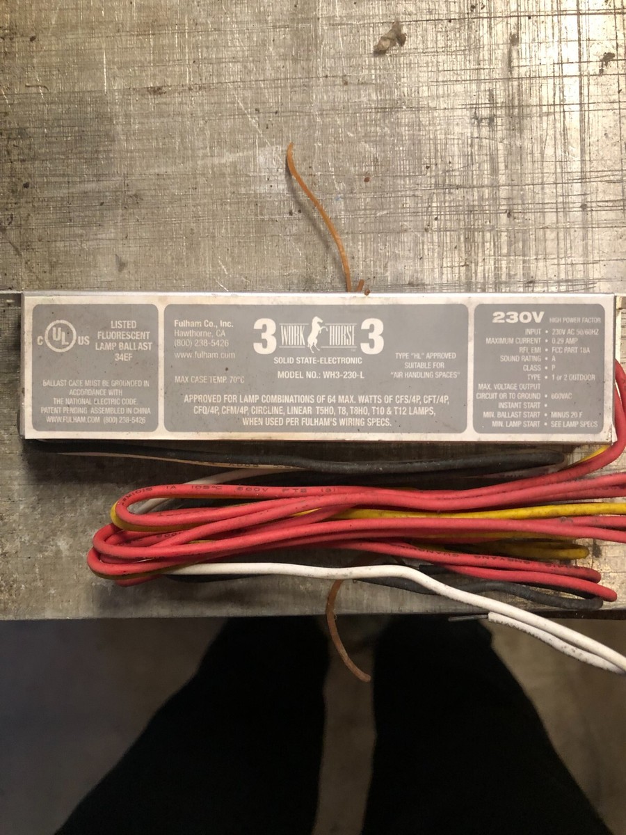 Lighting Ballast Fulham Workhorse Model WH3 230 L Electronic T5 T8 T10 T12