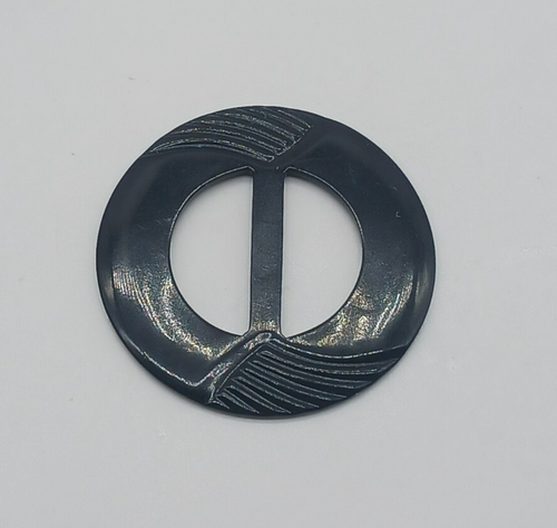 Bufanda con hebilla de cinturón de plástico Art Deco negra vintage redonda 2,25 pulgadas - Imagen 3 de 5