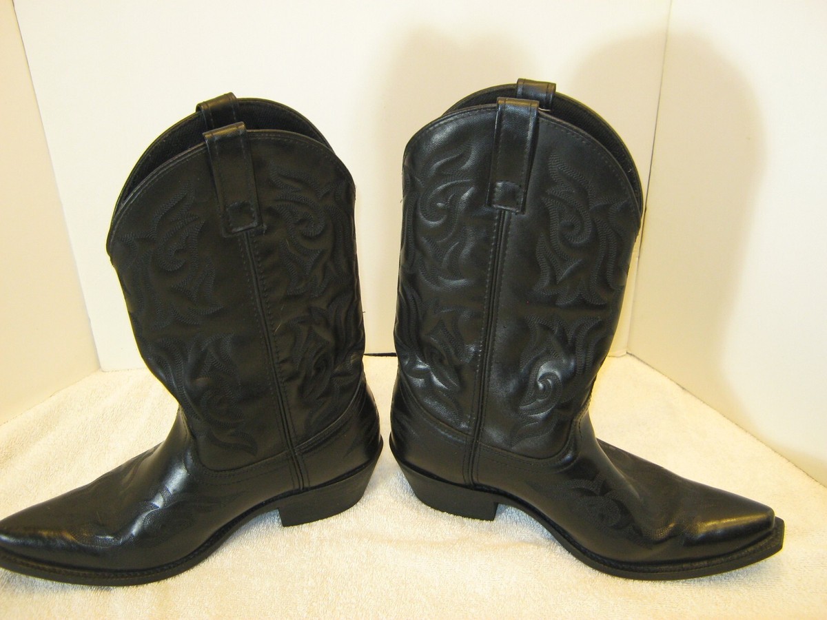 Laredo Western Boots Mens Hawk Stitched Snip Toe 9.5 D Black 