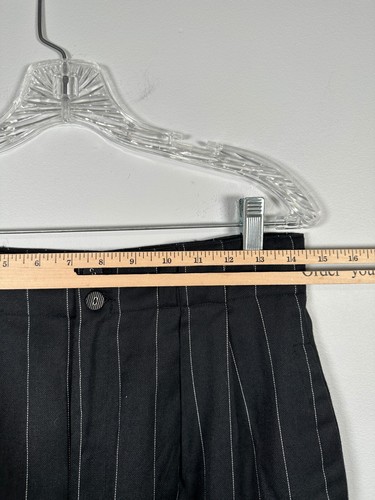 Vintage Esprit Pants Black High-Rise Pleated Trousers Pants Cuff 13/14 Pinstripe - Picture 16 of 19
