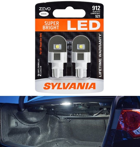 Sylvania ZEVO LED Light 912 White 6000K Two Bulbs Interior Cargo Trunk Lamp Fit - Picture 1 of 12
