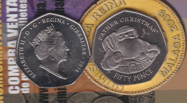 Gibraltar 2018 50 Pence Christmas Ni UNC GU7213 Gibraltar 2018 50 Pence Christmas Ni UNC GU7213