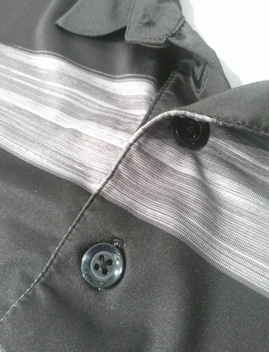 Callaway Men's Golf Shirt Large Striped Black Gray Polyester Stretch Jersey Polo - Picture 3 of 7