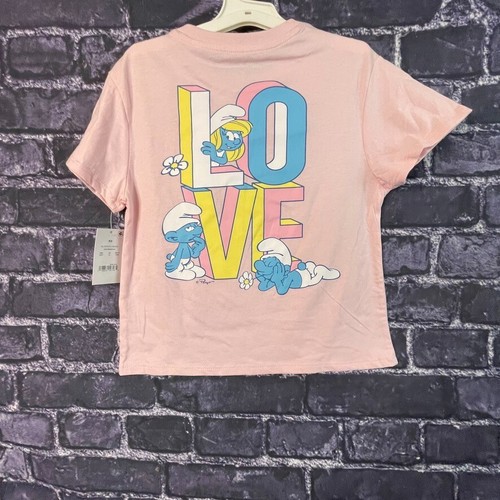 The Smurfs Girls XS Pink T Shirt Short Sleeve Love Graphics Double Sided X-SMALL - Picture 6 of 9