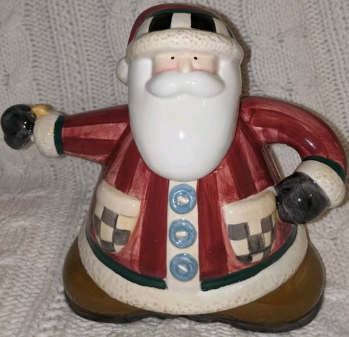 Debbie Mumm Mini Teapot Short & Stout Santa Vintage Hand Painted Collectible Sak