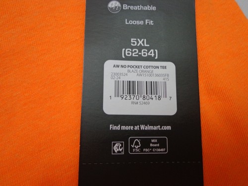 Athletic Works Men’s Short Sleeve Crew T-Shirt Blaze Orange Size 5XL (62-64) - Picture 3 of 7