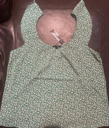 Papermoon Tank Blouse Green Floral Sz Large NWT Gorgeous - Picture 1 of 3