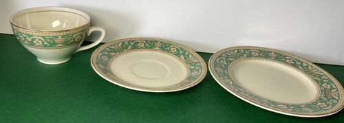 Vintage Wood And Sons Tasse Untertasse Teller Trio Grün Elfenbein Keramik - Bild 7 von 15