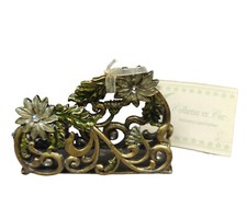 Collette Et Cie Metal Enamel Ornate Floral Business Card Holder Rhinestone New
