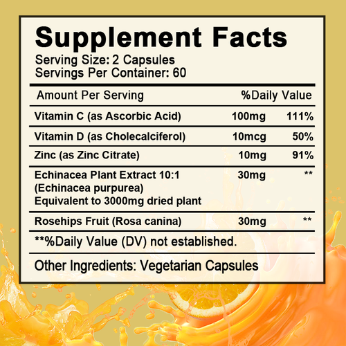 Vitamin C+Zinc+Vitamin D3 Capsules 120pcs, Antioxidant Immune & Bone Support - Picture 4 of 8