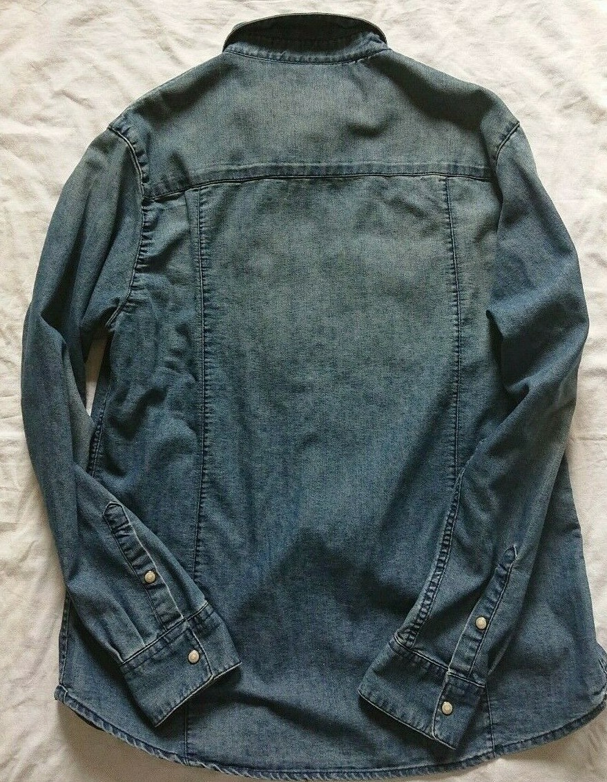 Camicia OVS JEANS uomo taglia L blu denim slavato manica lunga bottoni nuova - Foto 2 di 2