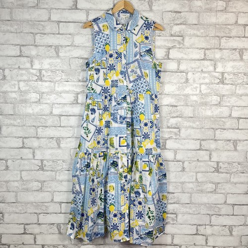 J.CREW FACTORY NWD 100% Cotton Women's Blue Collared Midi Dress sz 10 BP799
