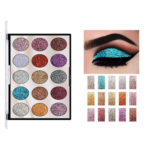 Paleta de sombras de ojos brillantes 15 colores pigmento sombra de ojos maquillaje brillante - Imagen 11 de 13