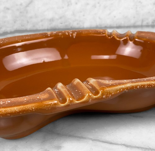 Cenicero para cigarros de riñón Mid-Century Atomic grande de porcelana naranja - Imagen 7 de 10