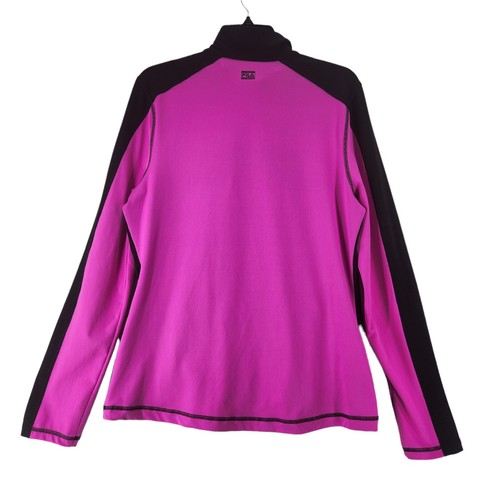 Fila Sport Sweatshirt Womens Large Fitted Black Pink Jacket Active Run Gym - Picture 11 of 12