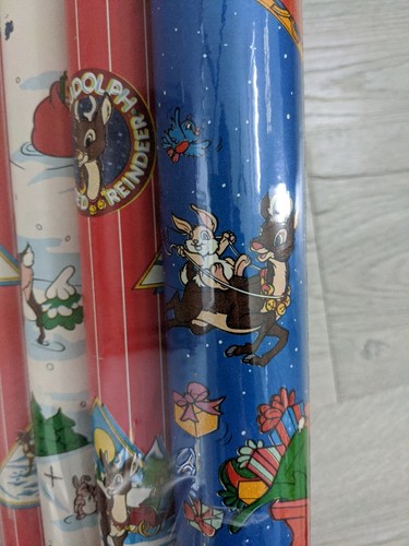 Vintage Cleo Geschenkpapier Geschenkpapier Weihnachten Rudolph Rentier 125 qm 4 Rollen - Bild 7 von 9