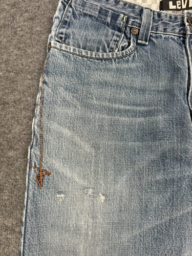 Levis Jeans Women 20 Reg Blue Wide Leg Distressed Whiskered Baggy Y2K Grunge - Picture 3 of 21