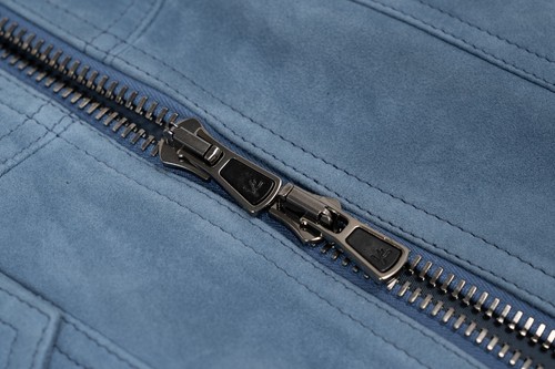 NWD 4200$ ISAIA NAPOLI Dusty Blue Zip Jacket Leather Suede Lambskin 40 US 50 EU - Picture 6 of 7